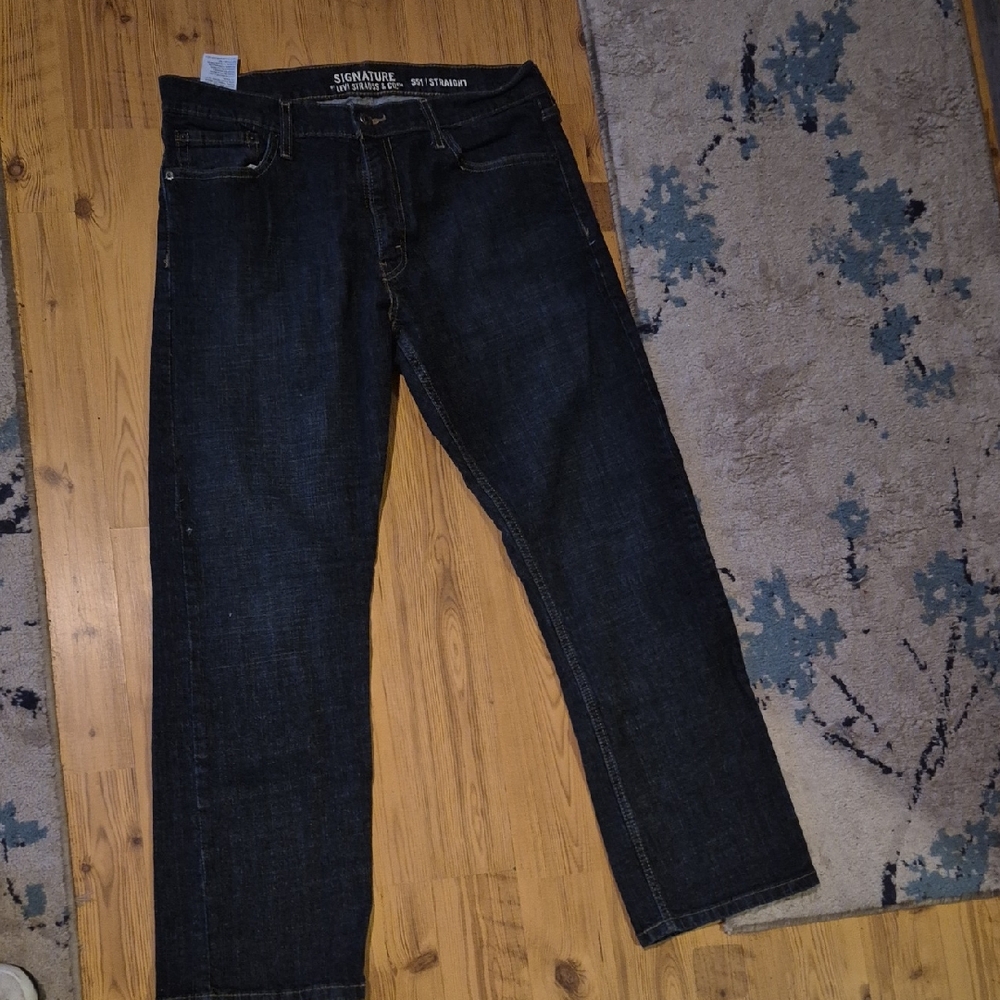 Signature Men's Dark Blue Straight Jeans